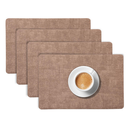 Modern Weaves Royal Luxe Faux Leather Mats for Dining Table - Cocoa Brown