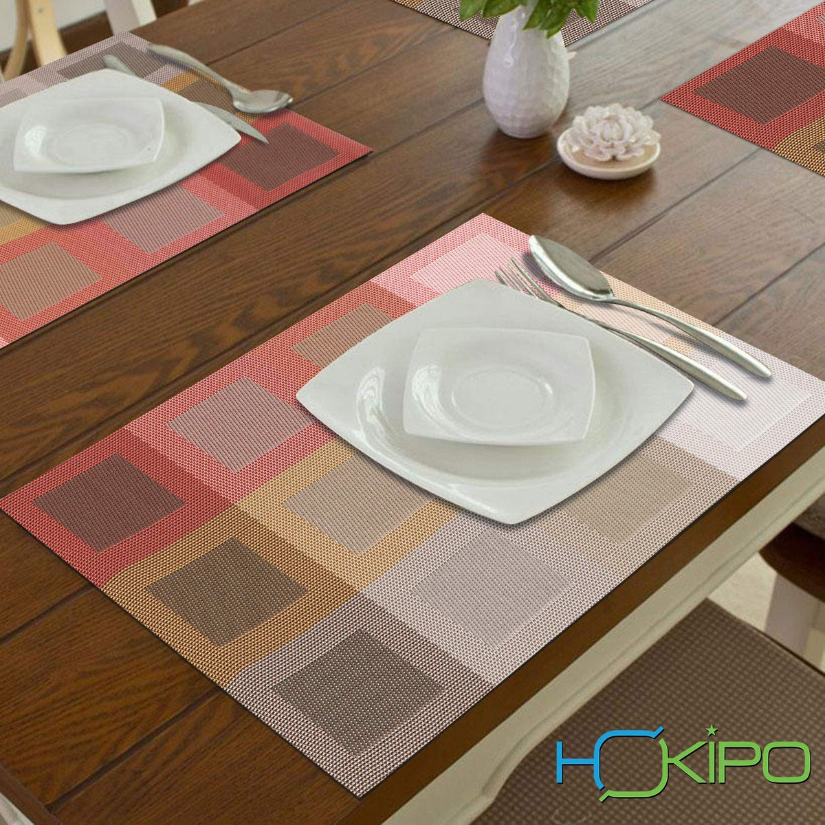 PVC Dining Table Mats, Gradient Red
