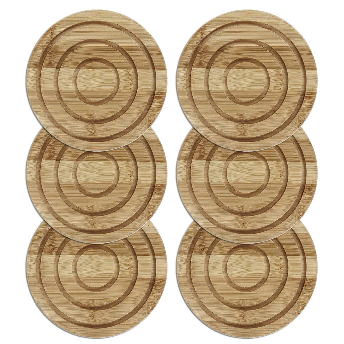 Buy Eco‑friendly Extra Thick Bamboo Coasters - Pack of 6