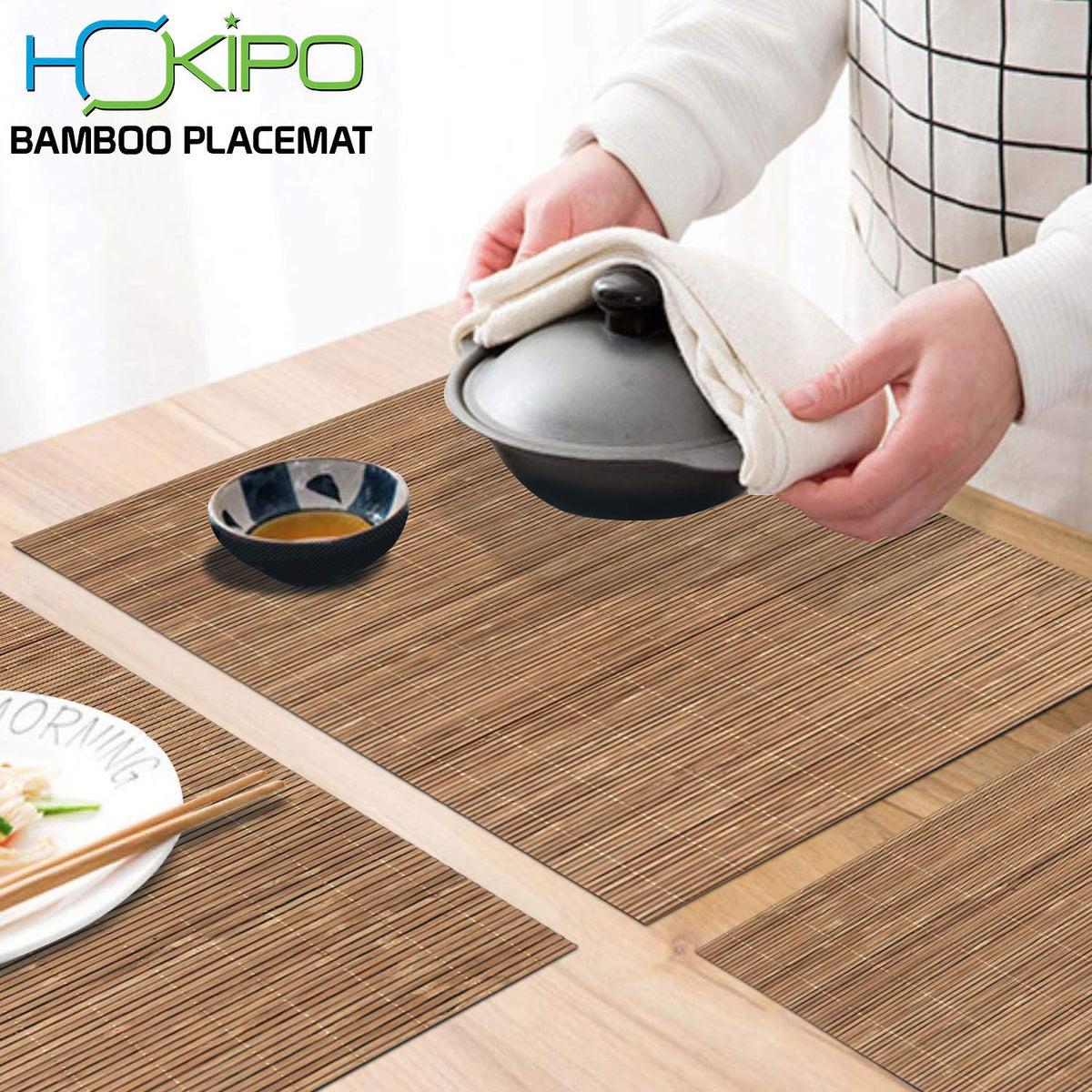 Buy Brown colour heat resistant bamboo placemats | Hokipo
