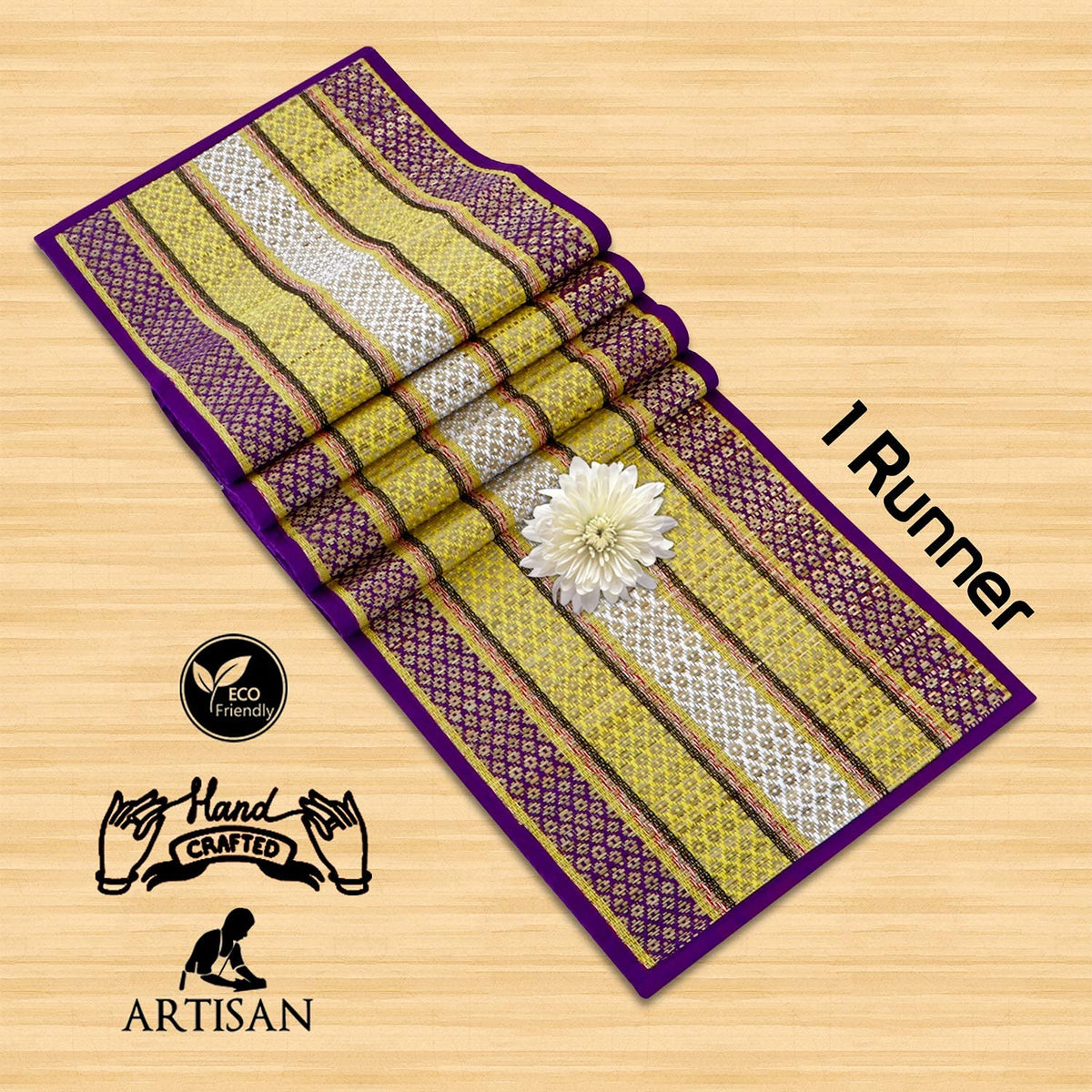 Buy Purple Colour Natural Handcrafted Dining Table Runner | HOKIPO