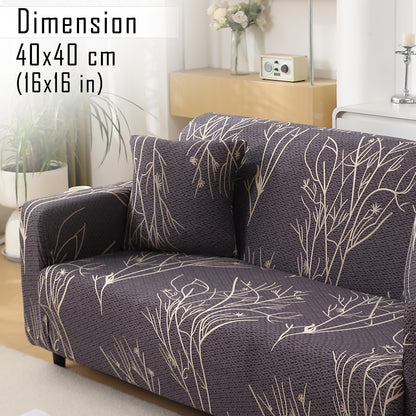 HOKIPO Stretchable Pack of 2 Cushion Cover 16x16, Dark Coffee Twigs