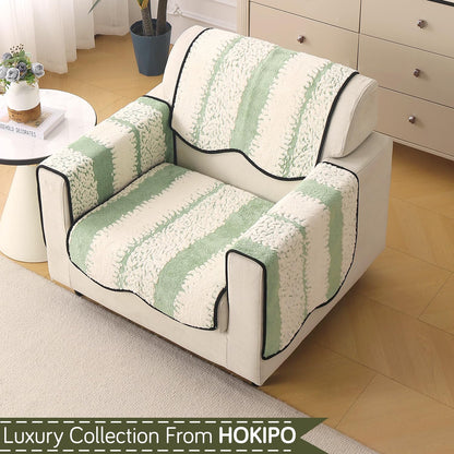 Luxury Sofa Cover Set | Seat, Back & Arm Covers | Anti-Slip Wavy Mat – Pistachio Green