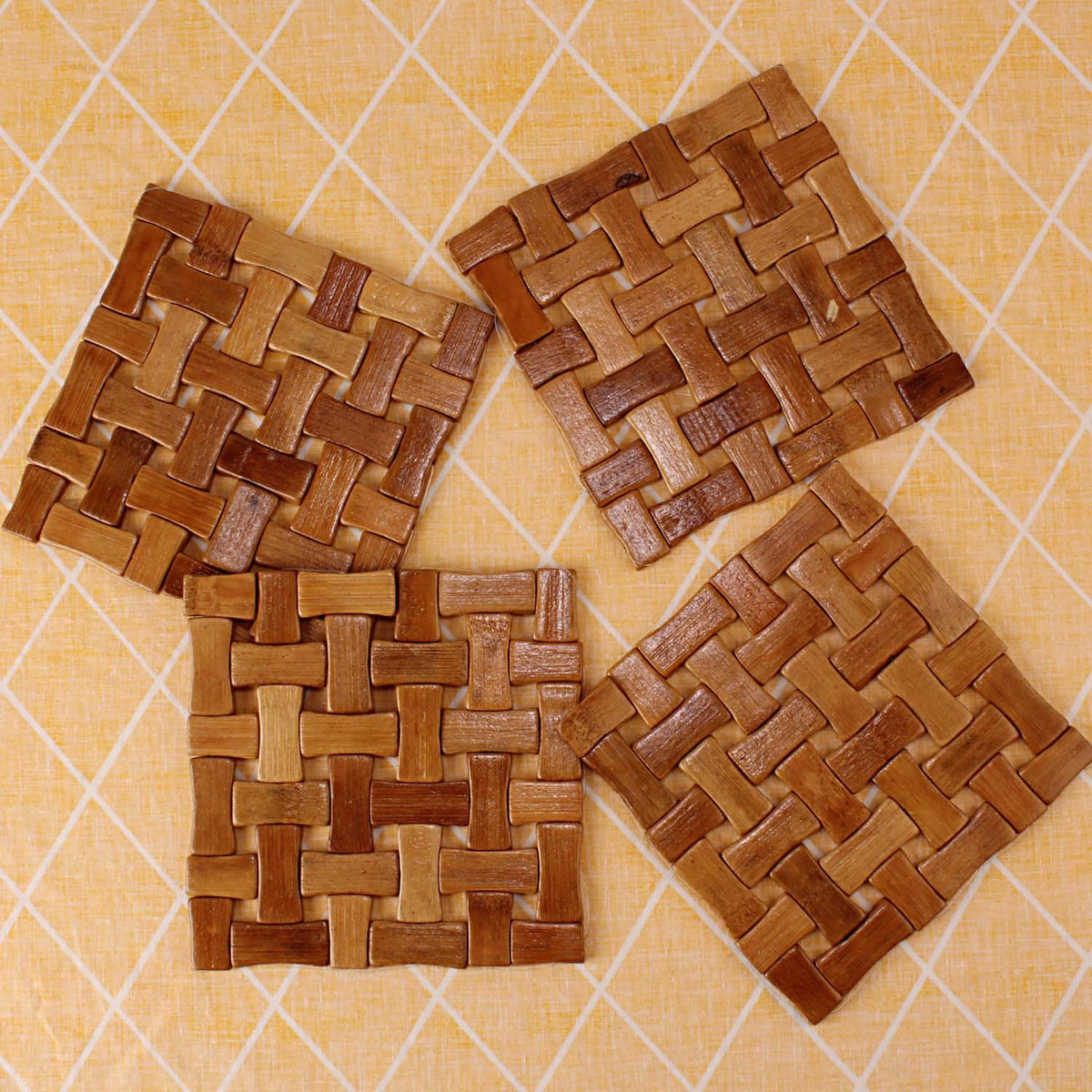 Buy Heat Resistant Square Bamboo Table Coaster – 4 Piece Set
