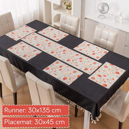 Artistic Flora PVC Washable Mats for Dining Table - Tulip Flora