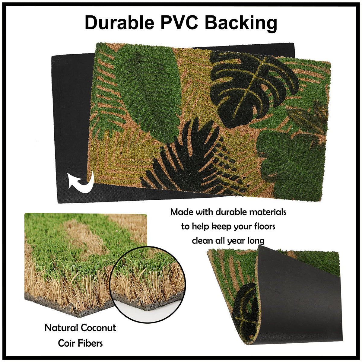 Coir Entrance Door Mat with Anti-Slip PVC Backing
