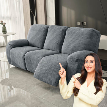 Premium 170 GSM Jacquard Fully Covered Recliner Sofa Cover for 1/2/3 Seaters, Dark Grey