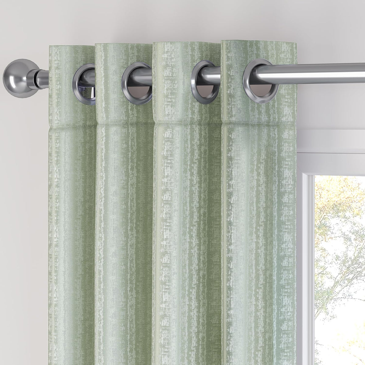HOKIPO Royal Blend Eyelet Curtains, 7 Feet Long - Sage Green - image 7