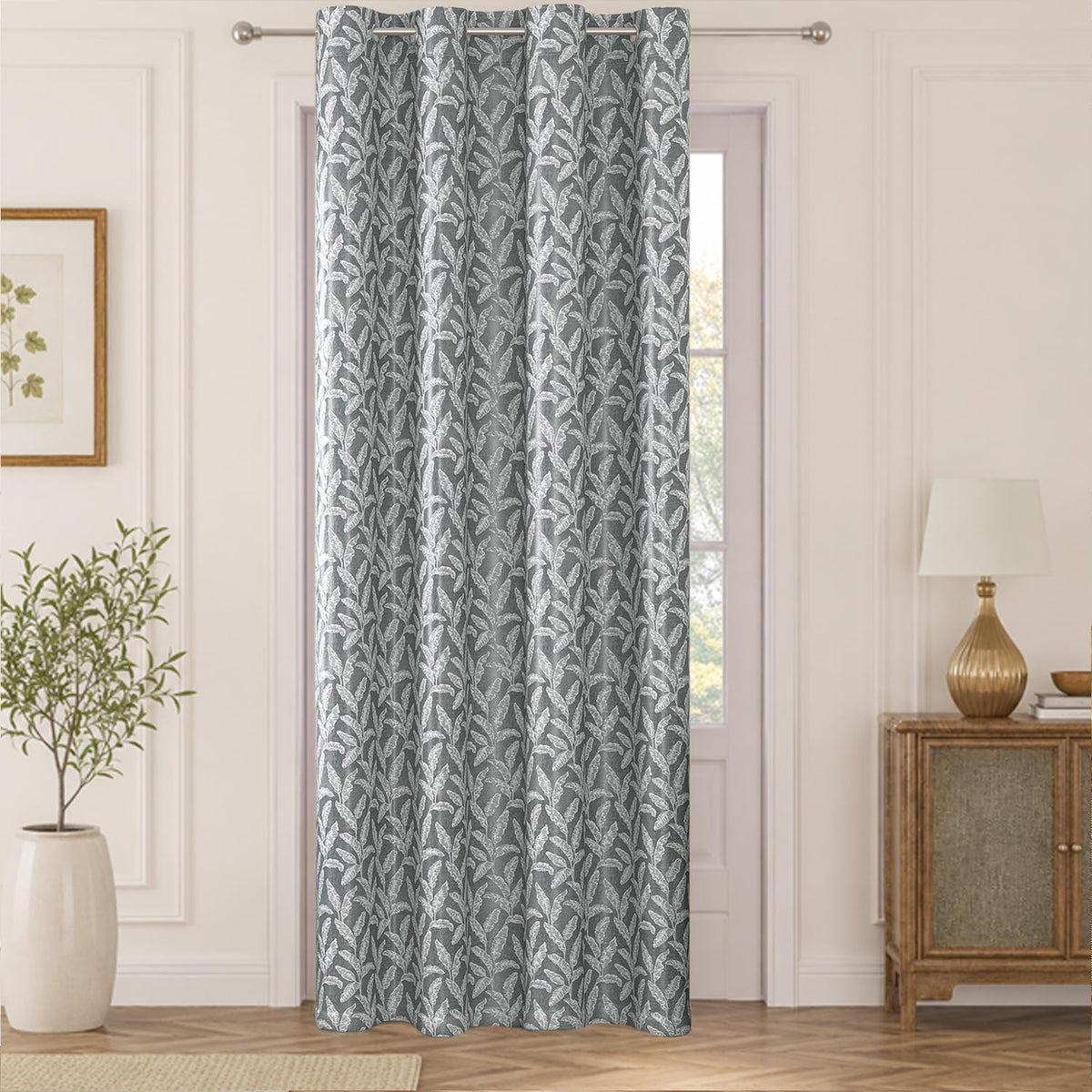 HOKIPO Majestic Eyelet Curtains, 7 Feet Long - Muted Grey - image 2