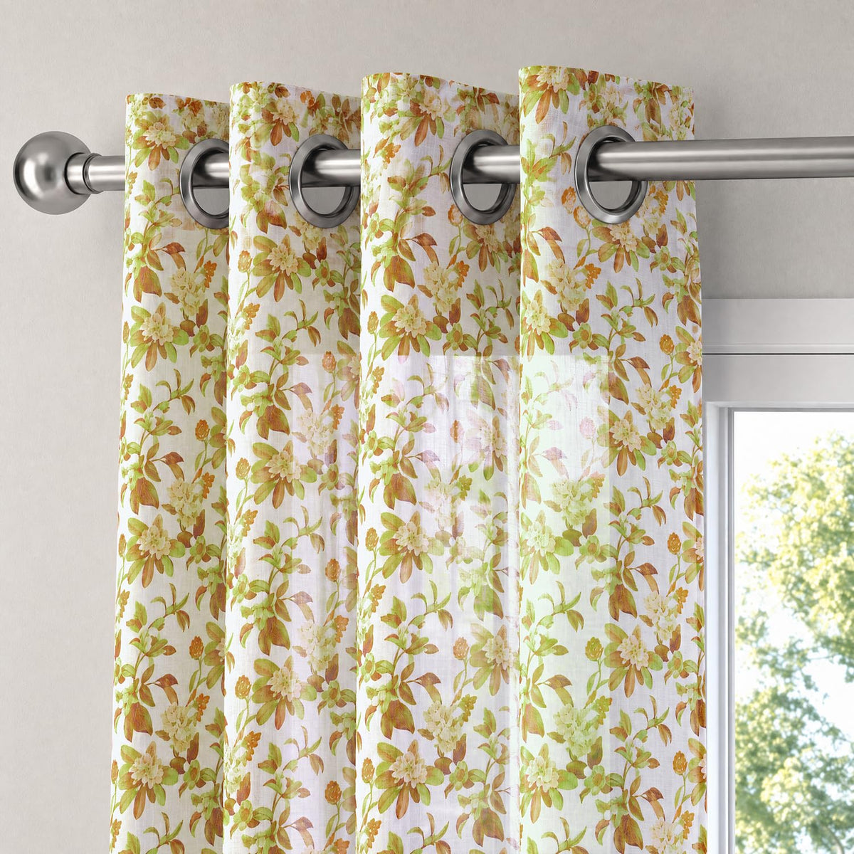 HOKIPO Petal Mist Sheer Eyelet Curtains, 7 Feet Long - Ivory Blossoms - image 6