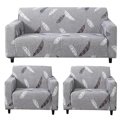 Elastic Stretchable Printed Sofa Cover, Grey Feather