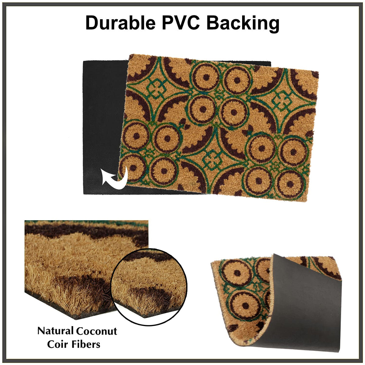 Coir Entrance Door Mat with Anti-Slip PVC Backing
