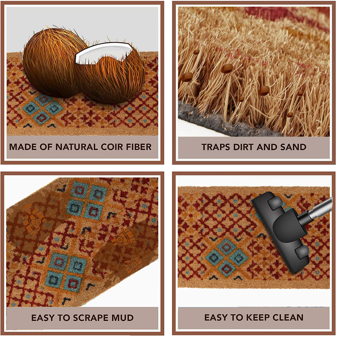 Coir Entrance Door Mat with Anti-Slip PVC Backing