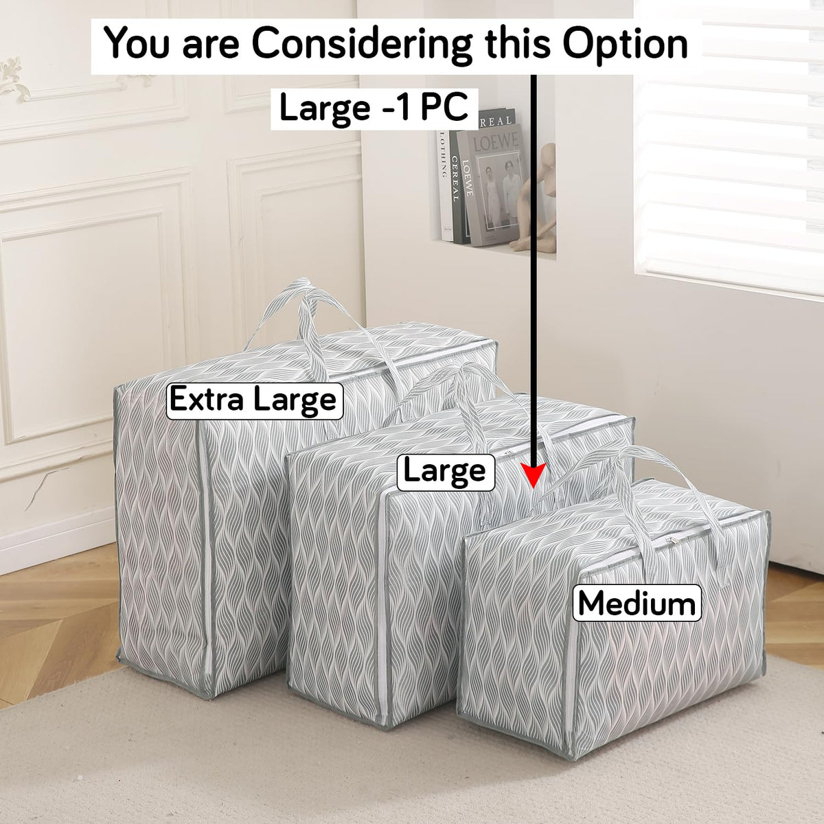 Foldable Clothes & Blanket Storage Bag – Moisture-Resistant, Zippered with Handles