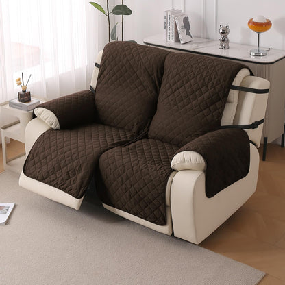UrbanQuilt Recliner Sofa Slipcover Mat with Dual Belt for 1/2/3 Seater -  Chocolate Brown