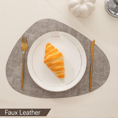 Premium Faux Leather Dining Table Mats, Light Brown