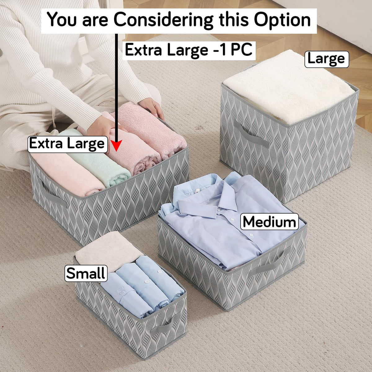 Foldable Clothes Storage Box | Durable Non-Woven Organizer with Handle