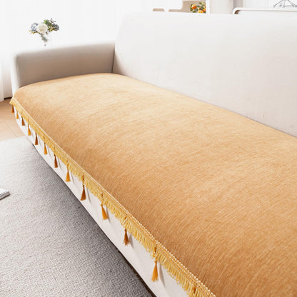 Serenity Tassel Chenille Sofa Cover with Tassel – Sunlit Amber