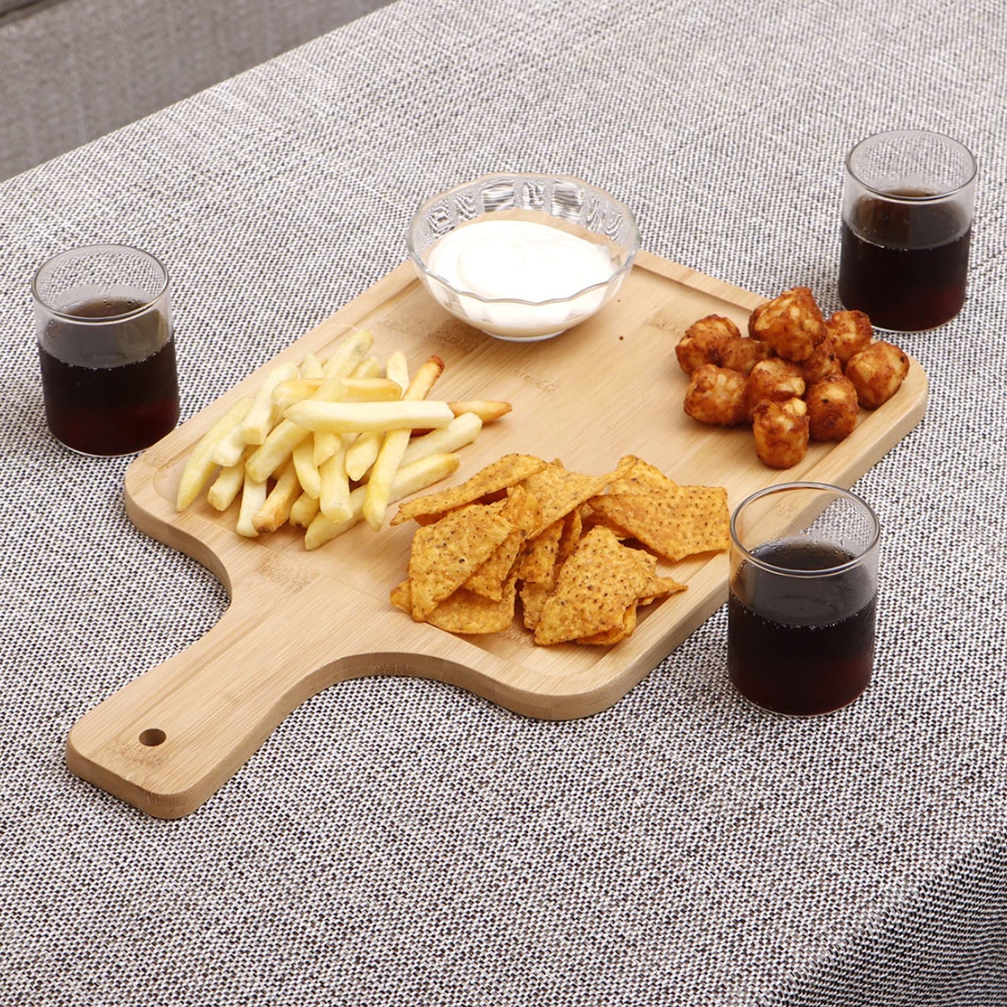 Wooden Platter Rectangular Serving Tray With Handle |Appetizer Plate | Snacks Serving Platter, 40X28 cm