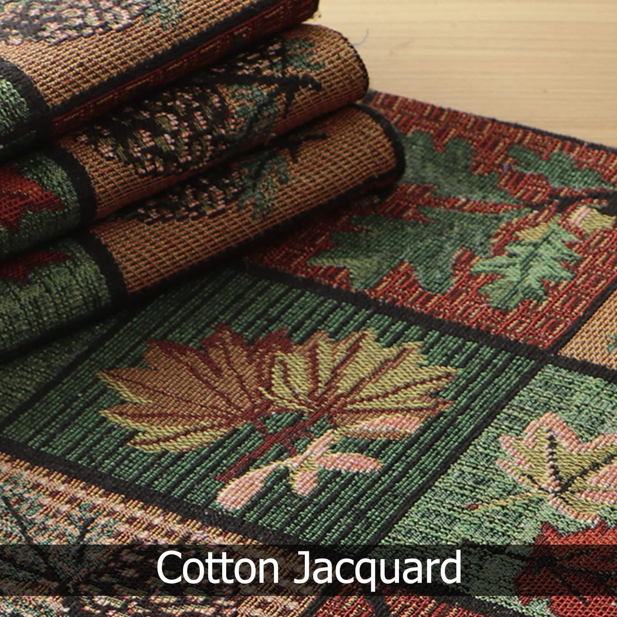 Cotton Jacquard Dining Table Mats, Multicolor Leaf