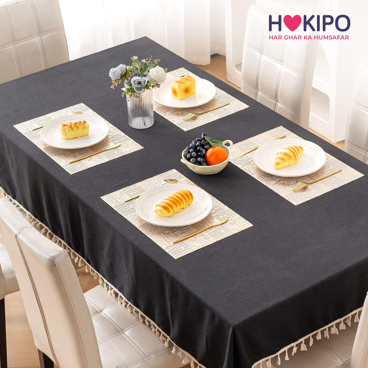 Metallic Glow Shining Mats for Dining Table, Tree Bark - Beige Gold