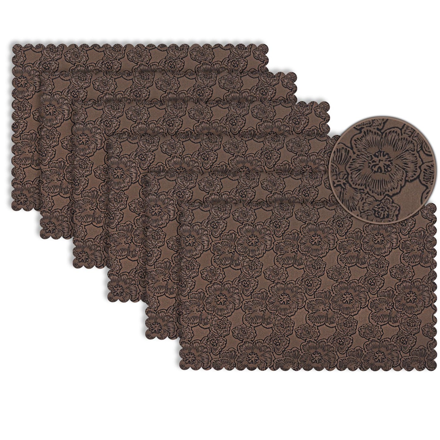 Florista Blush Royal Luxe Faux Leather Mats for Dining Table - Irish Coffee