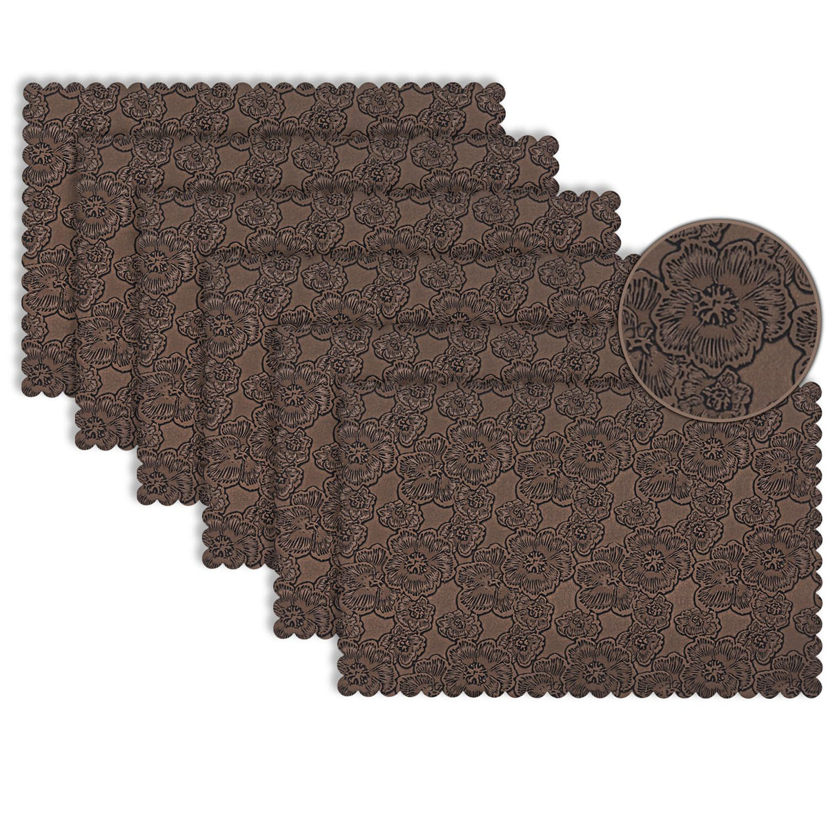 Florista Blush Royal Luxe Faux Leather Mats for Dining Table - Irish Coffee