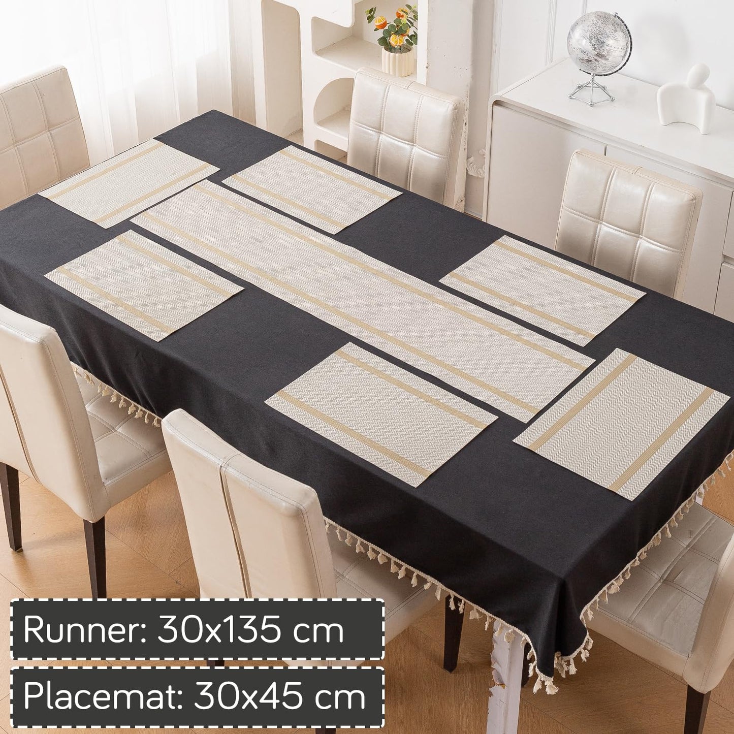 Chevron Stripes PVC Mats for Dining Table - Warm White