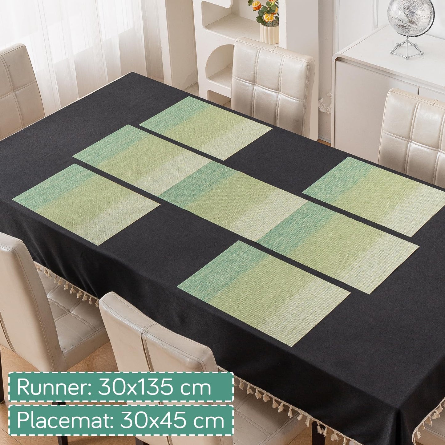 GradientHue PVC Mats for Dining Table - Meadow Mist