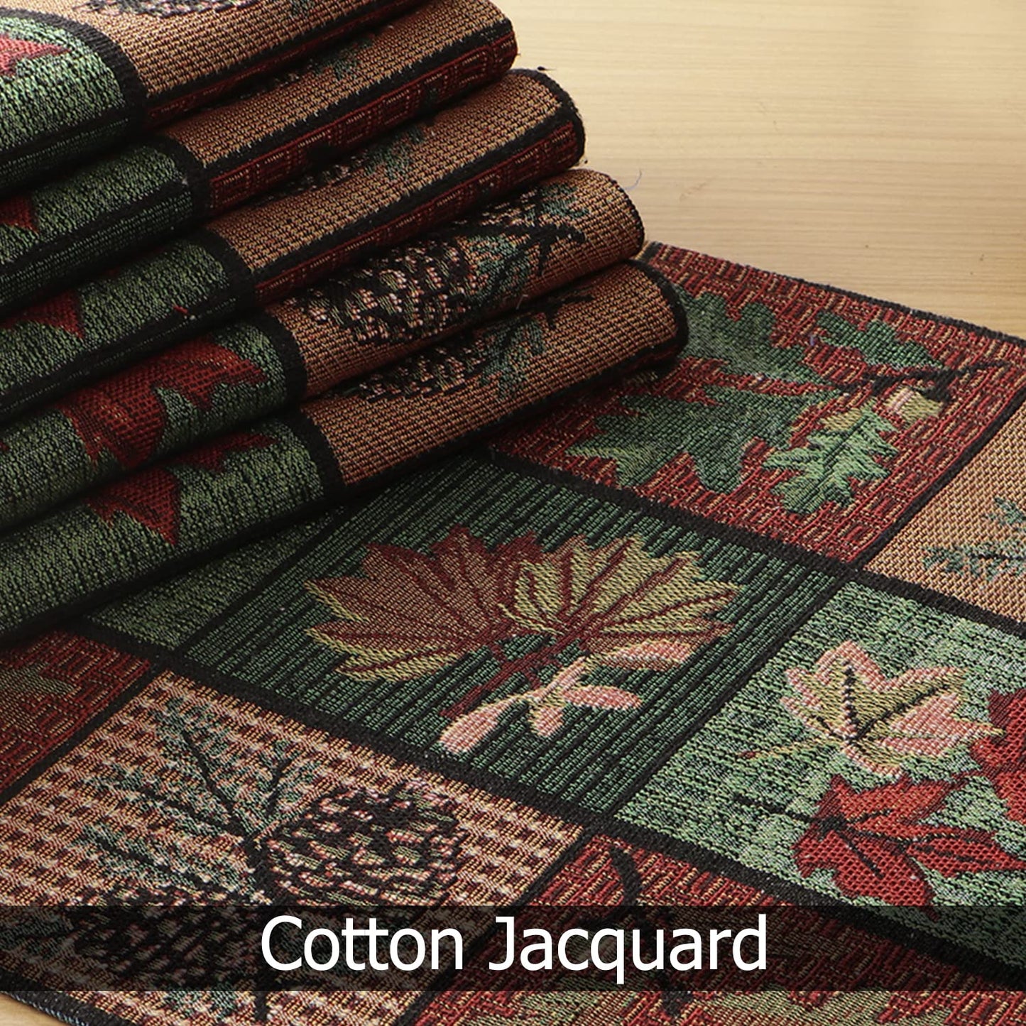Cotton Jacquard Dining Table Mats, Multicolor Leaf