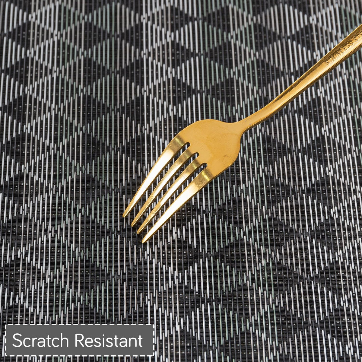 RhombusEcho Washable PVC Mats for Dining Table - Intense Grey