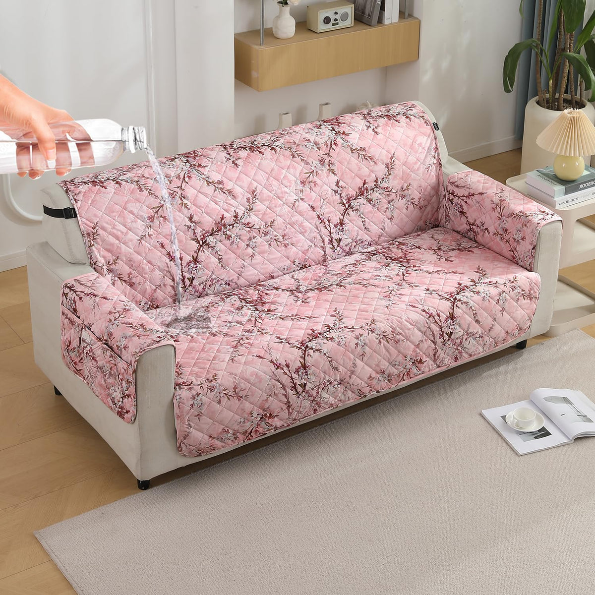 3 seater quilted waterproof sofa mat | Hokipo