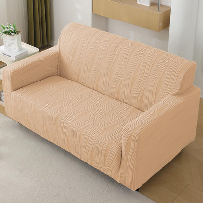 200gsm Knitting Jacquard Sofa Cover 1/2/3/4 Seater Fully Covered, Blush Beige