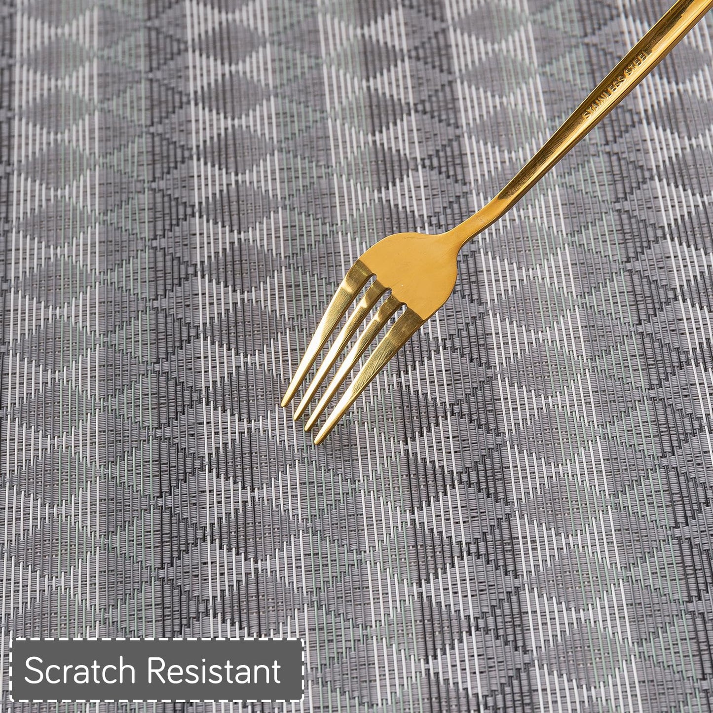 RhombusEcho Washable PVC Mats for Dining Table - Glacier Grey