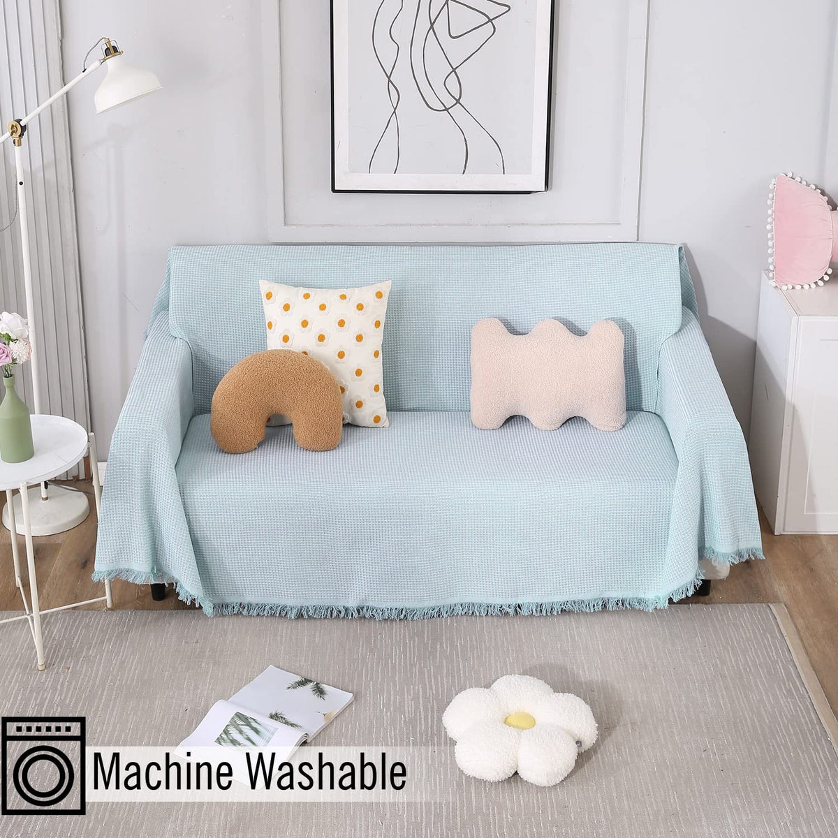 Blue colour sofa throw best for 1, 2, 3 seater and 3+1, 3+1+1, & 3+2 seater sofa sets
