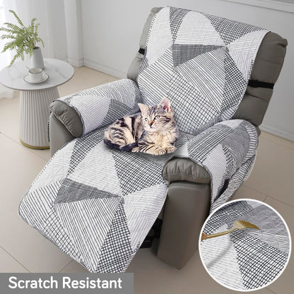 Quilted Recliner Water Repellent & Waterproof Cover for Small / Large - Snow White Black Geometry