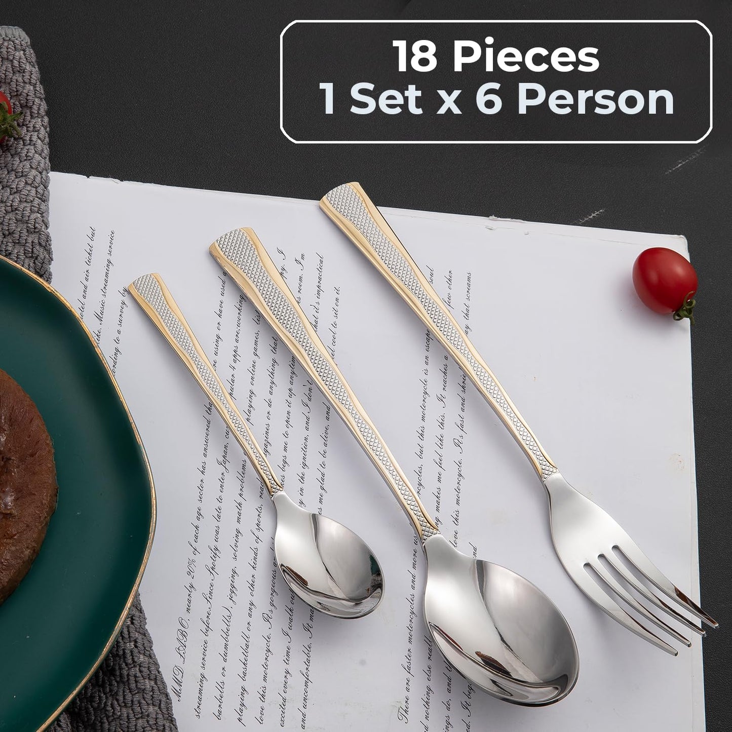 Cutlery Set of 18 / 24 Pcs Stainless Steel Flatware Set, Mirror Finish - Silverware