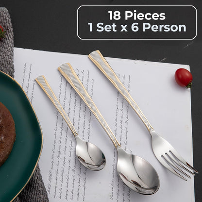 Cutlery Set of 18 / 24 Pcs Stainless Steel Flatware Set, Mirror Finish - Silverware