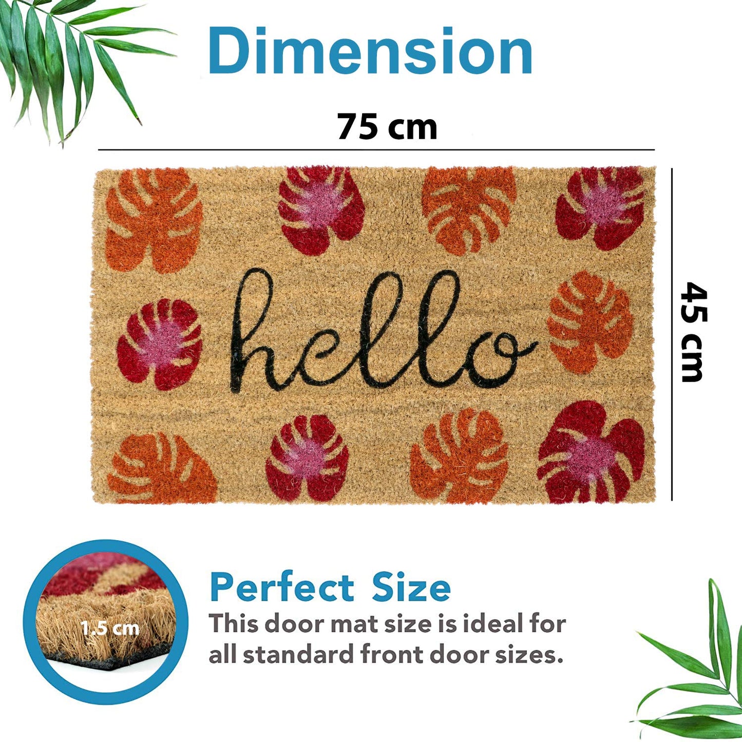 Coir Entrance Door Mat with Anti-Slip PVC Backing