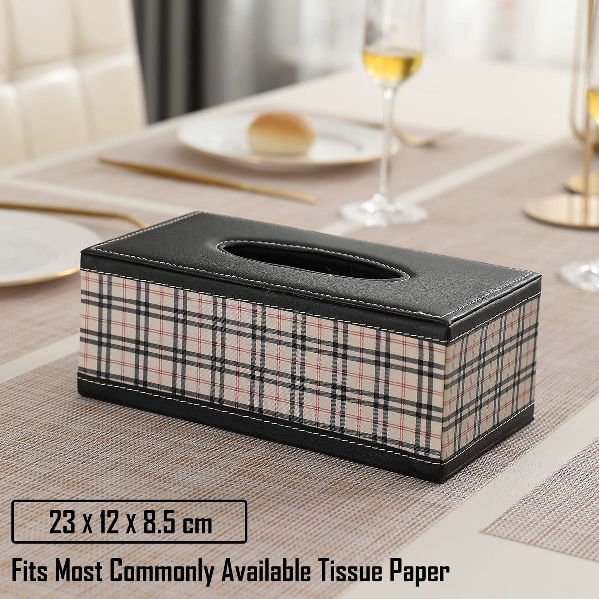 Buy beige faux leather tissue paper holder | Hokipo