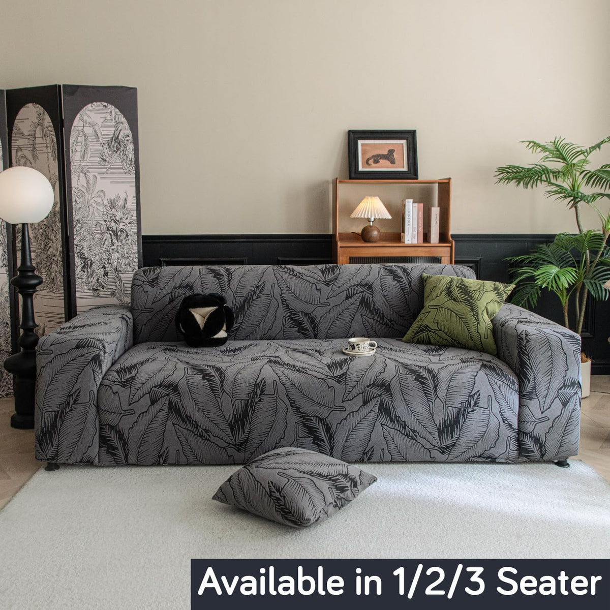 Buy shadow grey colour dual tone series knitting jacquard sofa cover 1/2/3 seater fully covered