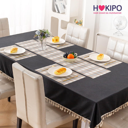 Classic Checks PVC Washable Mats for Dining Table - Stone Brown