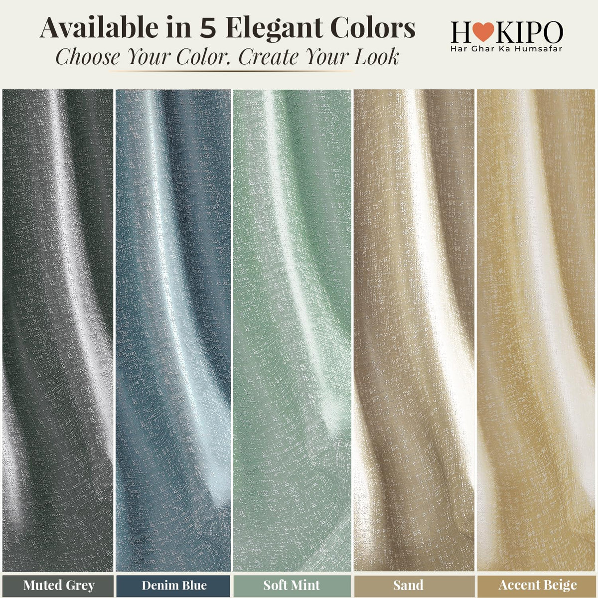 HOKIPO Imperia Eyelet Curtains, 7 Feet Long - Accent Beige - image 9