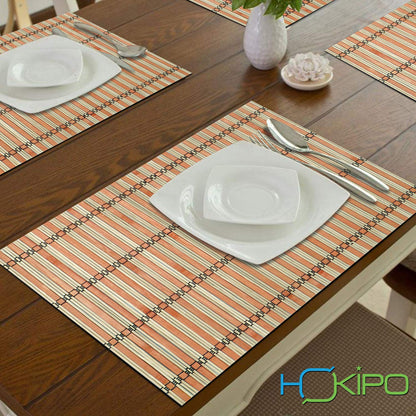 Reversible Bamboo Placemats for Dining Table Set of 4 Table Mats, 45 x 30 cm,