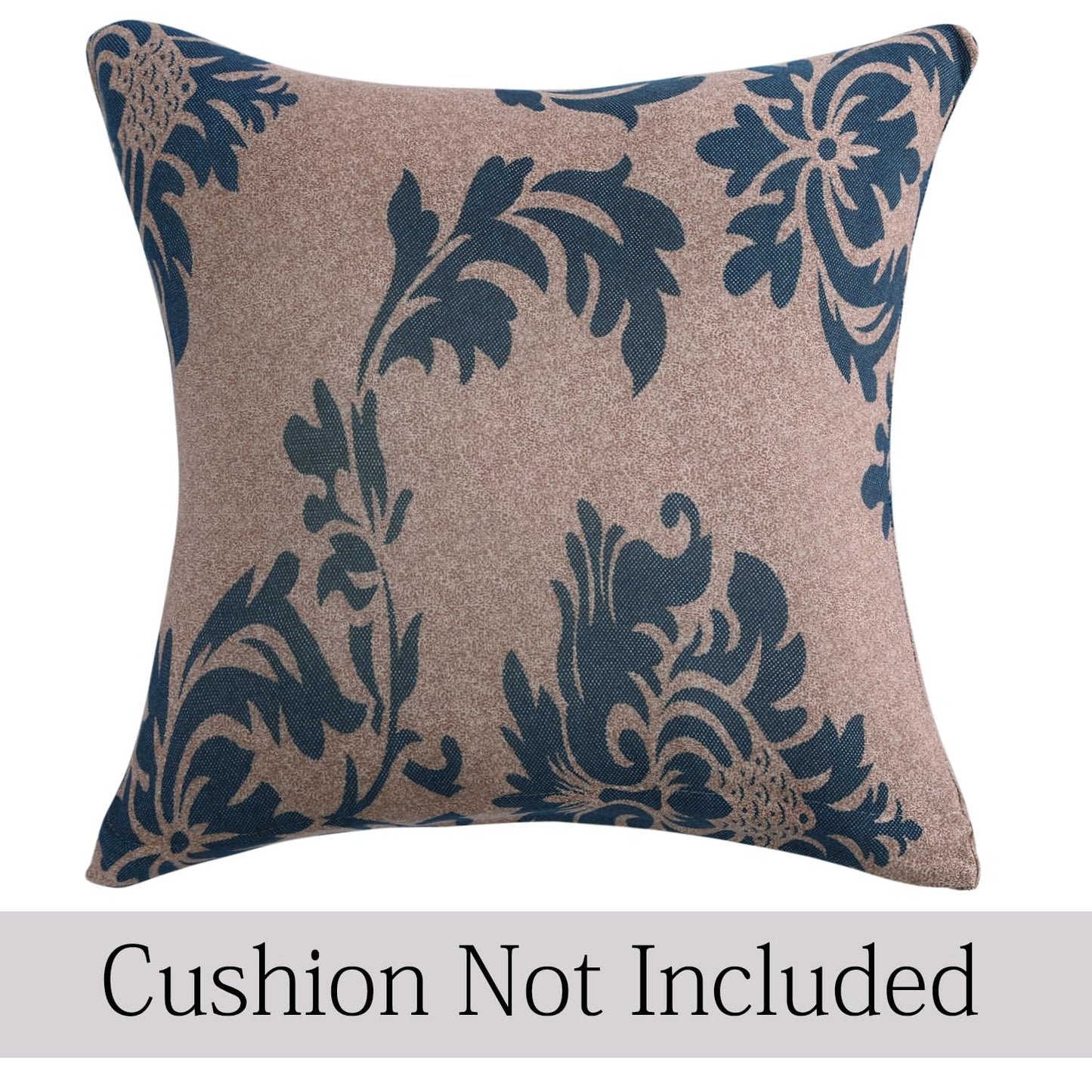 HOKIPO Stretchable Pack of 2 Cushion Cover 16x16, Light Coffee Lotus Damask