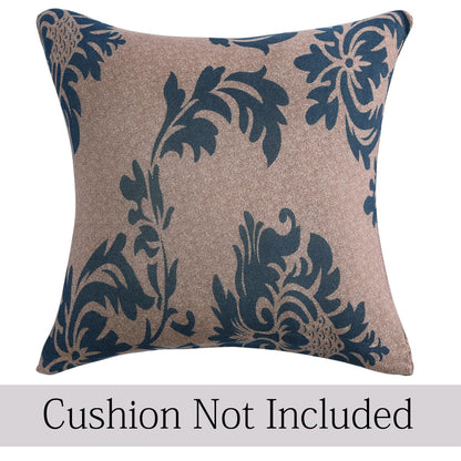 HOKIPO Stretchable Pack of 2 Cushion Cover 16x16, Light Coffee Lotus Damask
