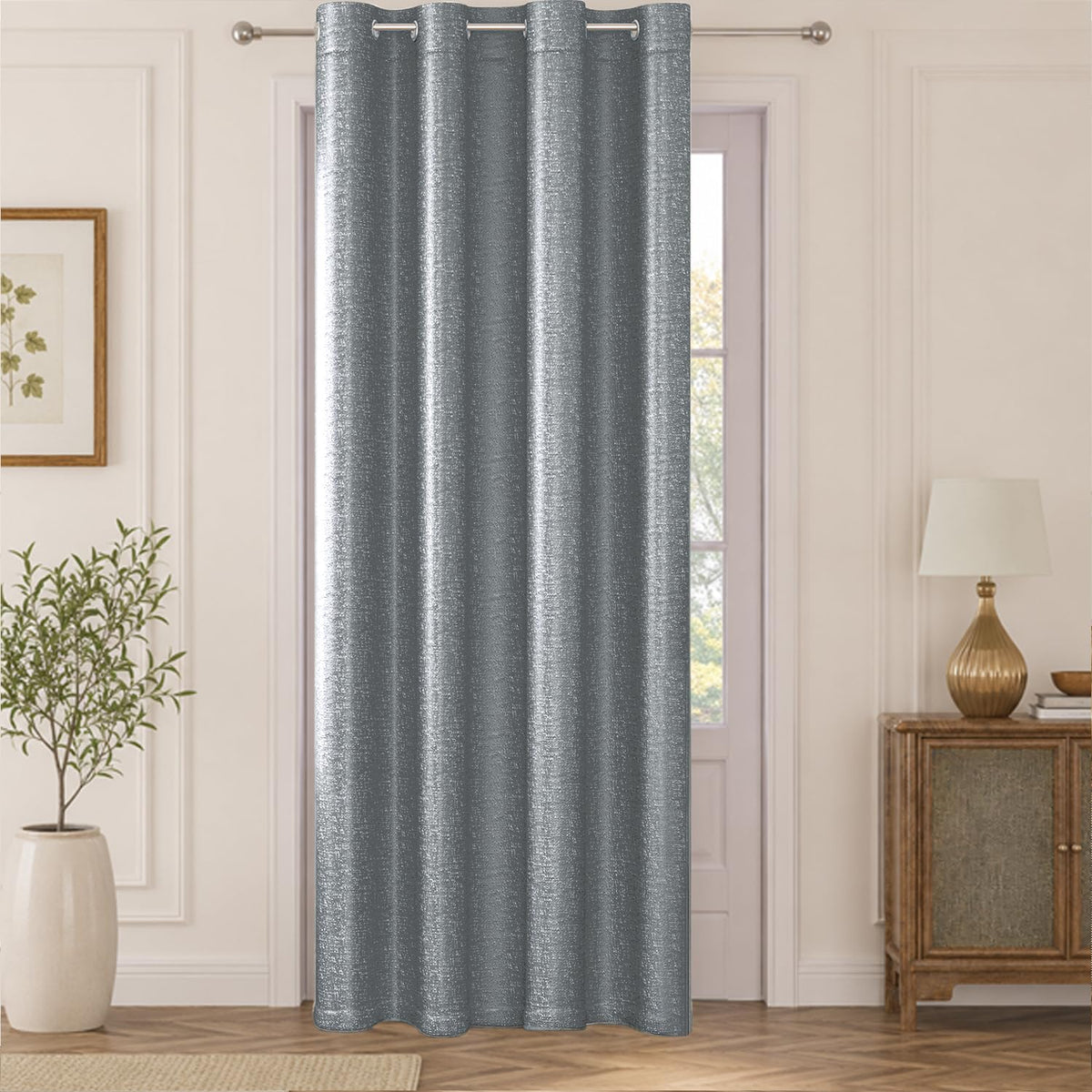 HOKIPO Imperia Eyelet Curtains, 7 Feet Long - Muted Grey - image 2