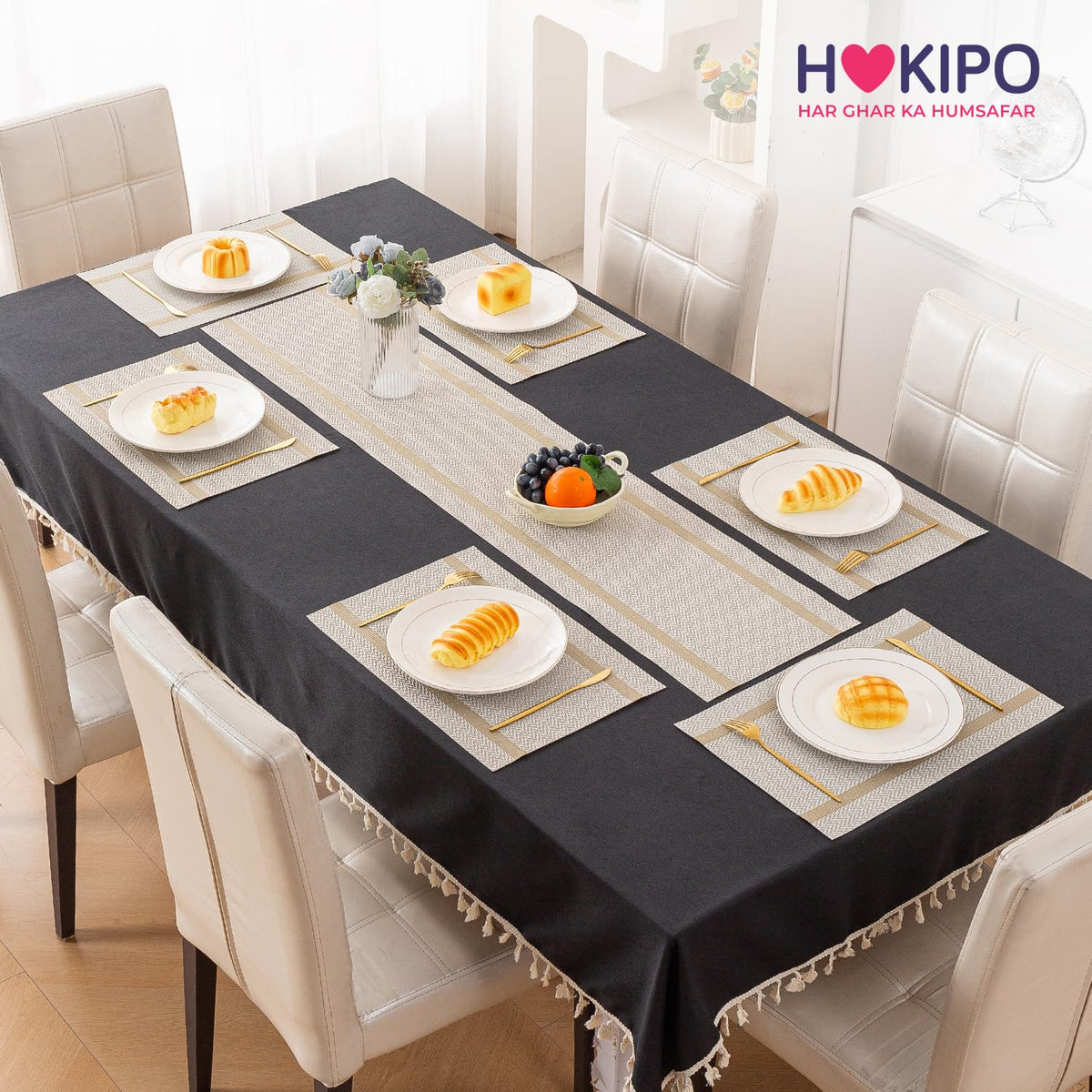 Chevron Stripes PVC Mats for Dining Table - Warm White