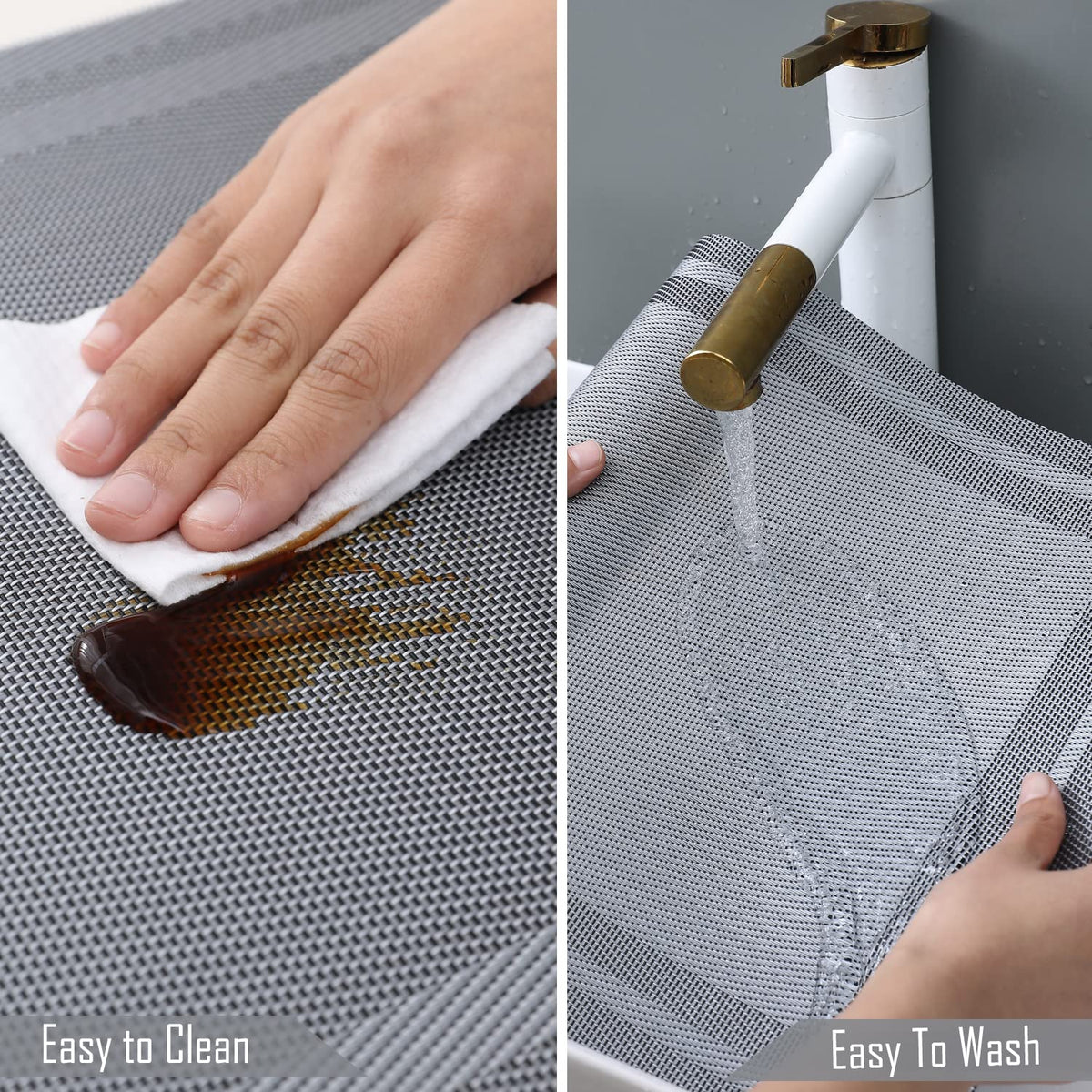PVC Dining Table Mats, Grey