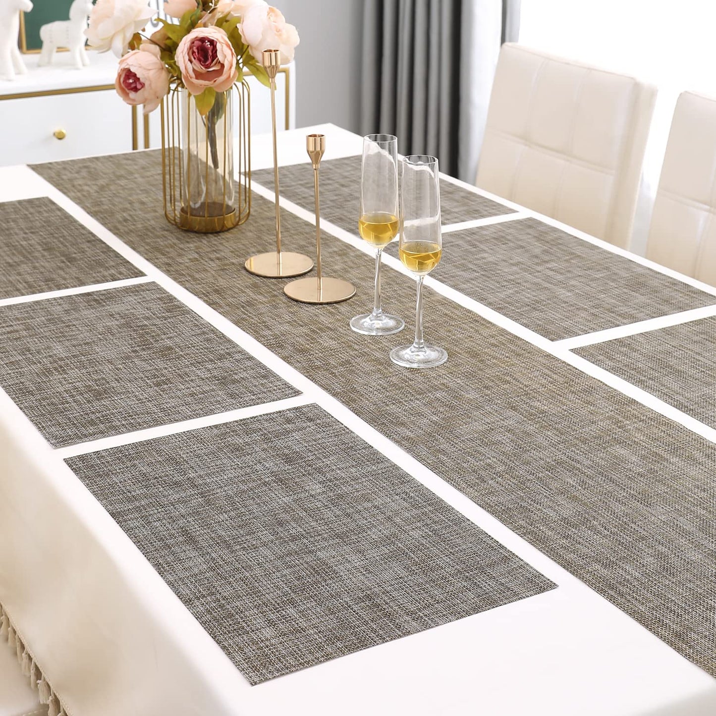 PVC Dining Table Mats, Ash Grey